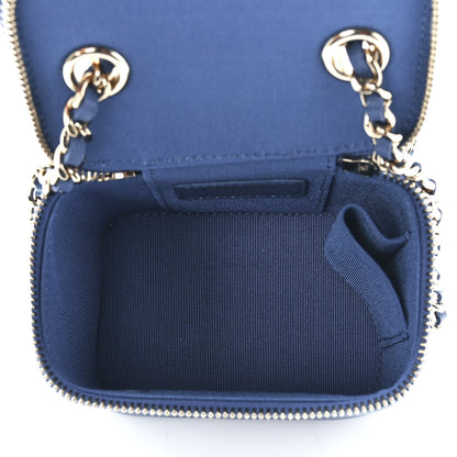 Chanel Caviar Quilted Mini Vanity Case With Chain Blue 5 of 12