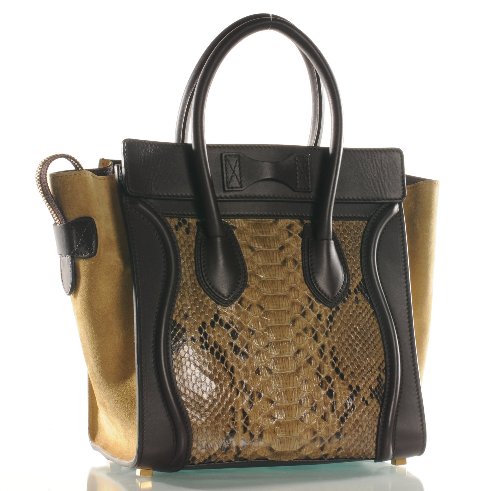 Celine Python Suede Micro Luggage Khaki 3 of 8