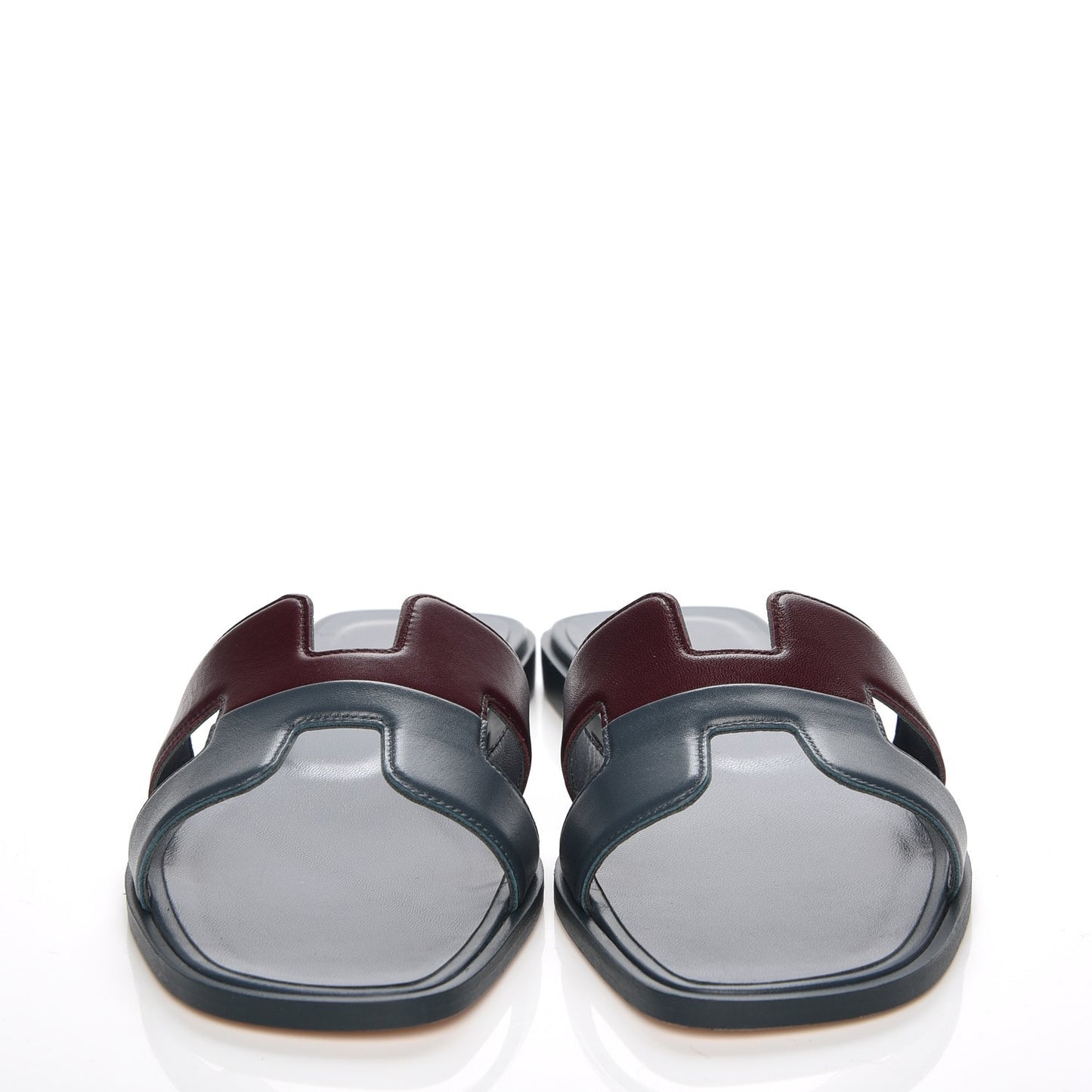 Box Calfskin Oran Sandals 37 Bleu Ardoise Bordeaux