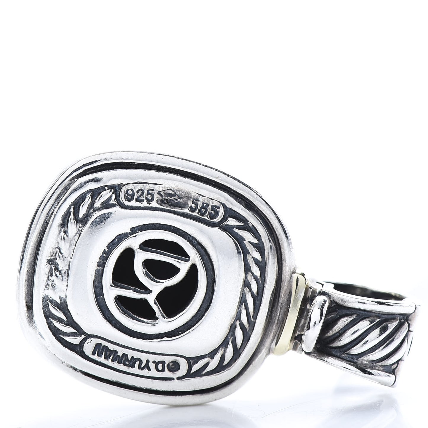 Sterling Silver 14K Yellow Gold Black Onyx 10mm Albion Enhancer Pendant