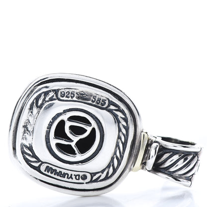 David Yurman Sterling Silver 14K Yellow Gold Black Onyx 10mm Albion Enhancer Pendant 4 of 4