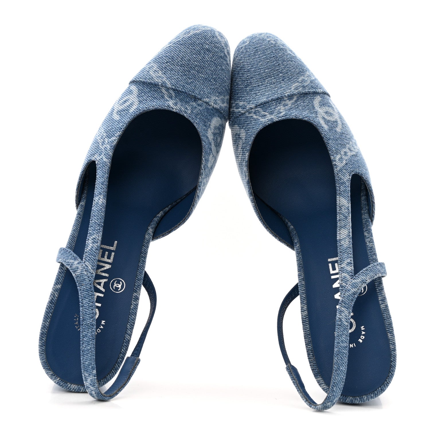 Chanel Denim Cap Toe Denim Slingback Pumps 39 Blue 2 of 10