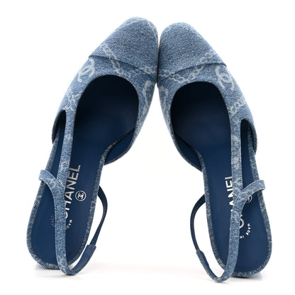 Chanel Denim Cap Toe Denim Slingback Pumps 39 Blue 2 of 10
