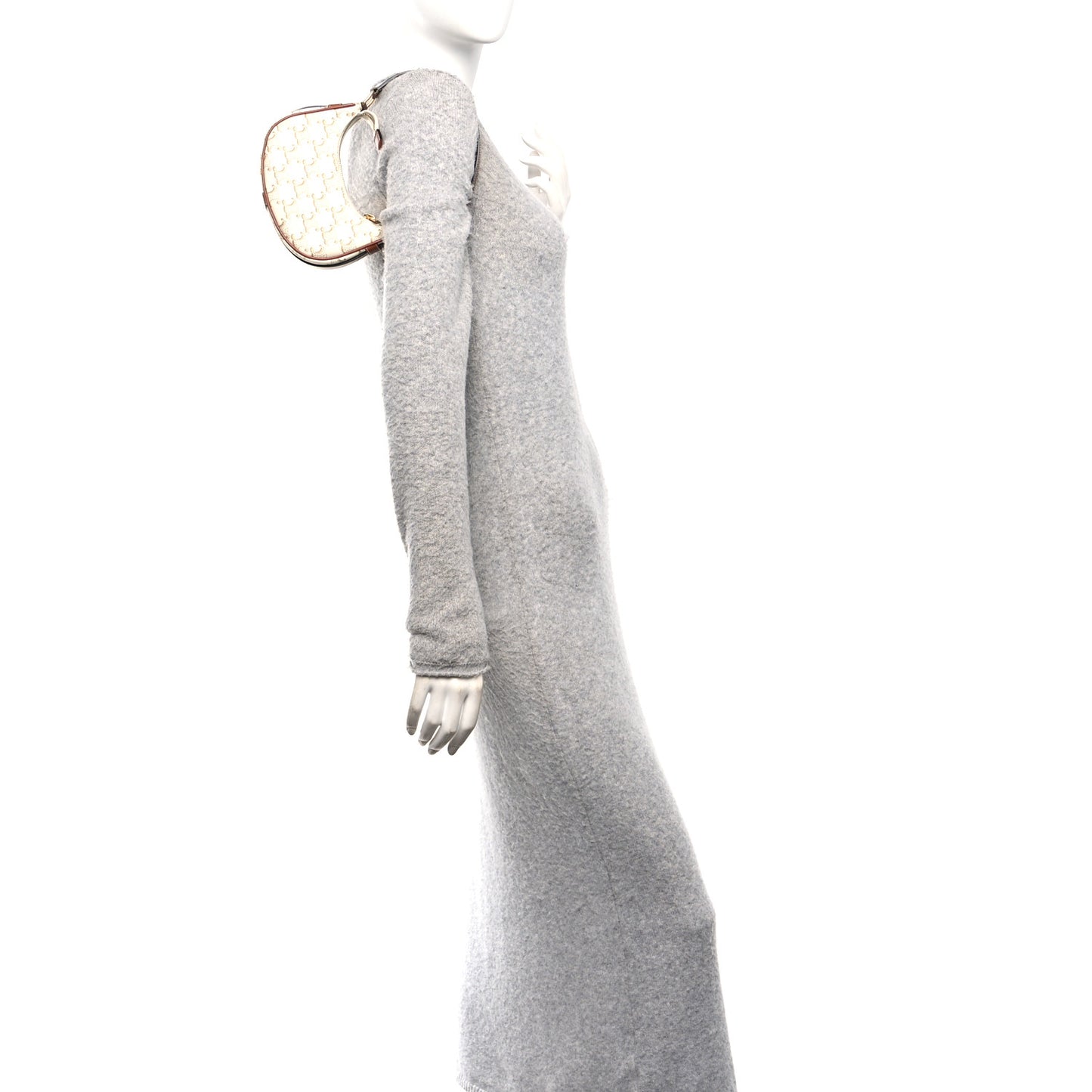 Canvas Calfskin Mini Ava Triomphe Shoulder Bag White