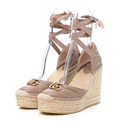 Gucci Nappa Matelasse GG Marmont Ankle Wrap Platform 35/120mm Espadrille Wedges 41 Porcelain Rose 3 of 9