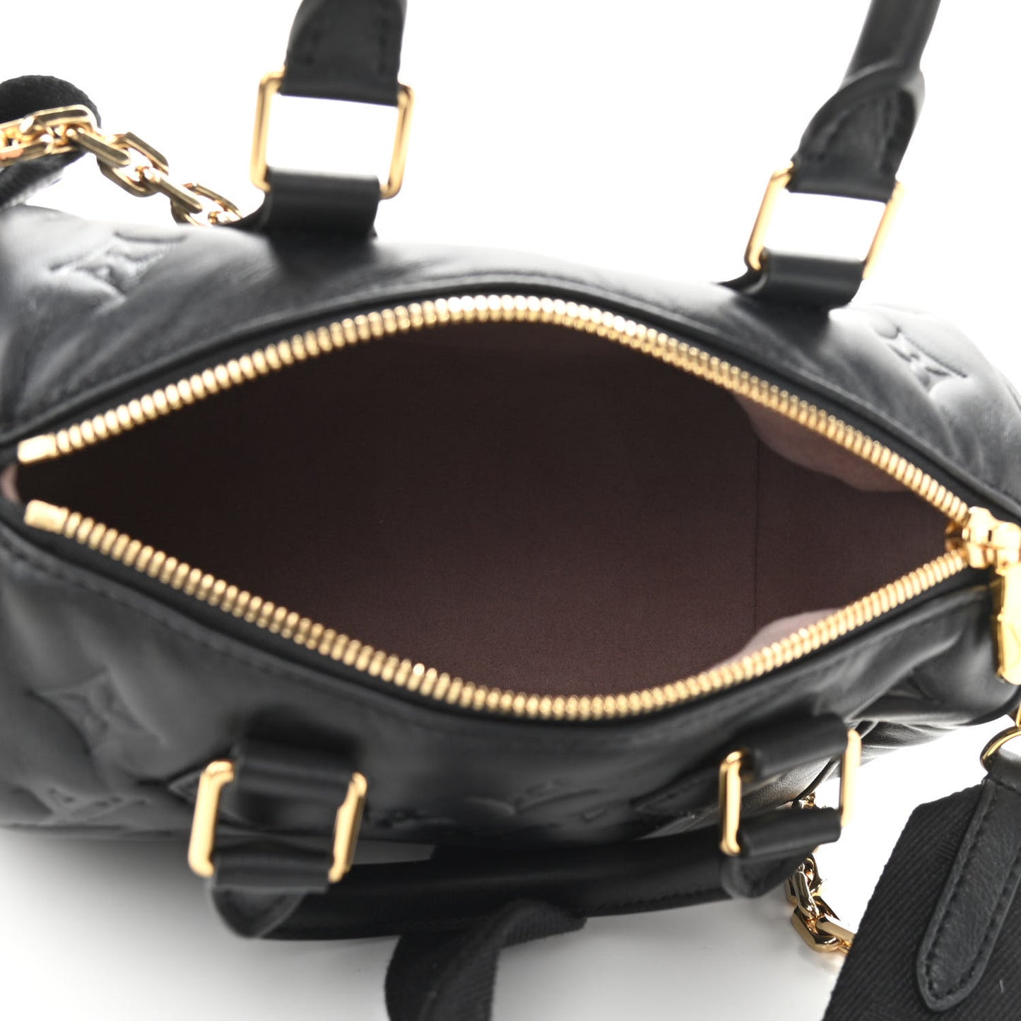 Lambskin Embossed Monogram Speedy 22 Bandouliere Black
