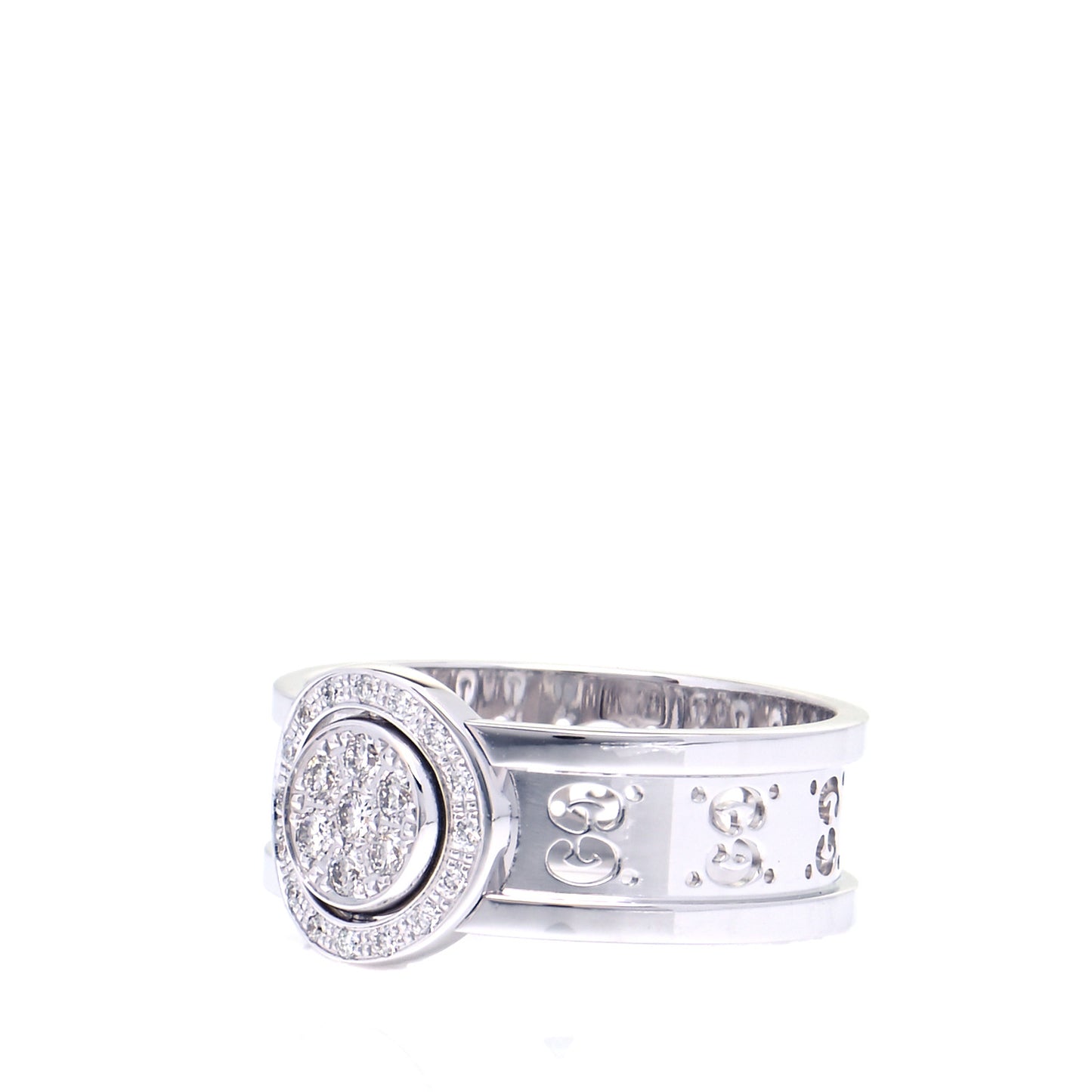18K White Gold Diamond 10mm Icon Twirl Band Ring 54 7