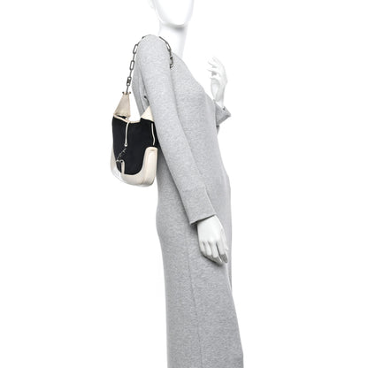 Gucci Canvas Calfskin Jackie O Chain Hobo White Black 2 of 16