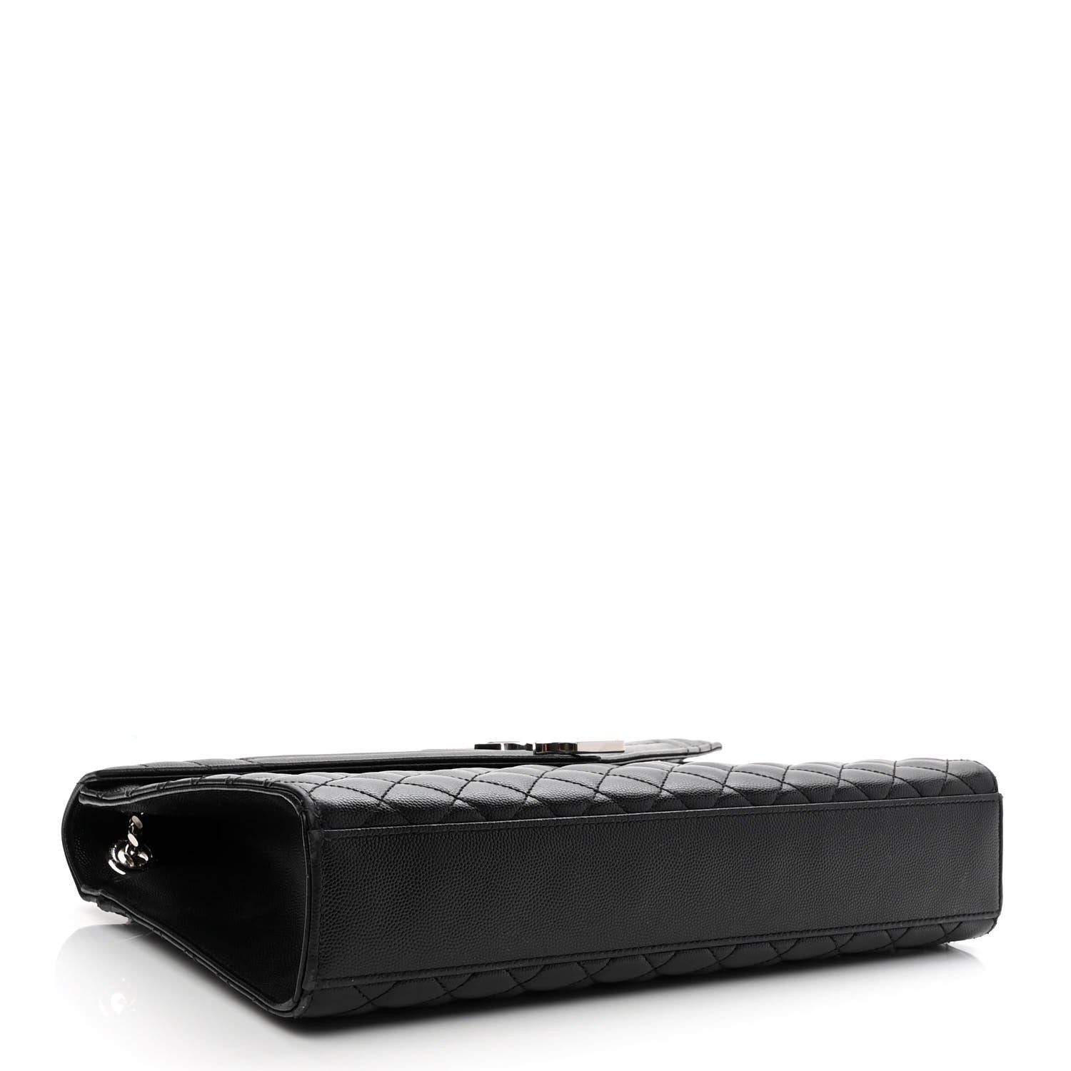 Saint Laurent Grain De Poudre Textured Mixed Matelasse Large Triquilt Monogram Satchel Black 4 of 12