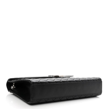 Saint Laurent Grain De Poudre Textured Mixed Matelasse Large Triquilt Monogram Satchel Black 4 of 12
