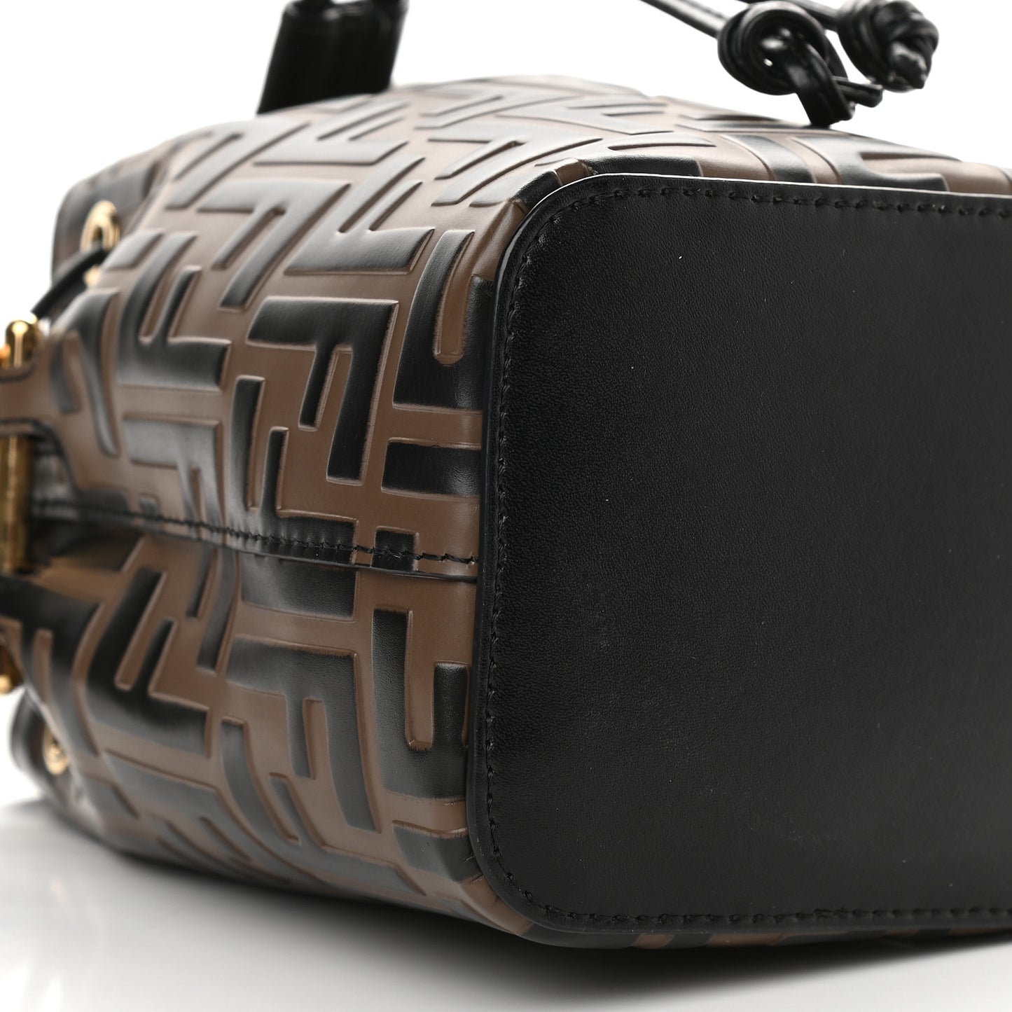 Vitello Liberty F is Fendi Bi-Color FF 1974 Embossed Mini Mon Tresor Bucket Bag Maya Black