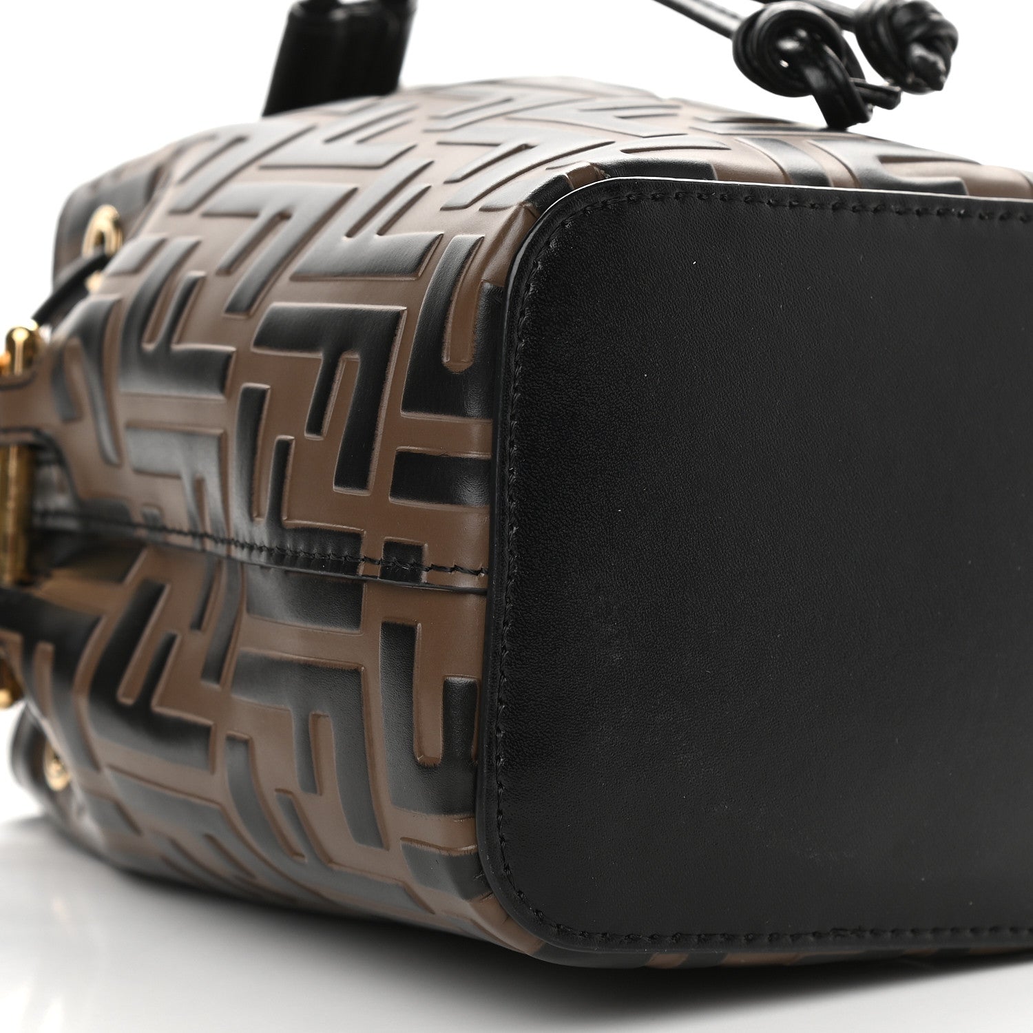 Fendi Vitello Liberty F is Fendi Bi-Color FF 1974 Embossed Mini Mon Tresor Bucket Bag Maya Black 8 of 9