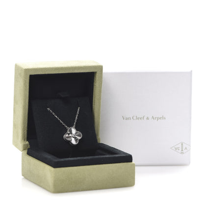 Van Cleef & Arpels 18K White Gold Diamond Guilloche Vintage Alhambra Pendant Necklace 8 of 8