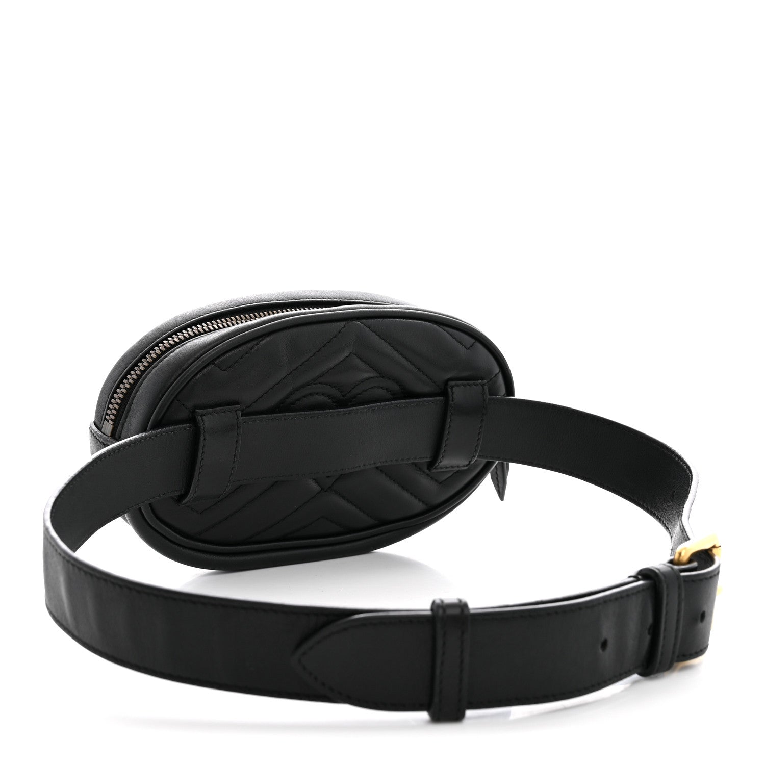 Gucci Calfskin Matelasse GG Marmont Belt Bag 75 30 Black 3 of 12
