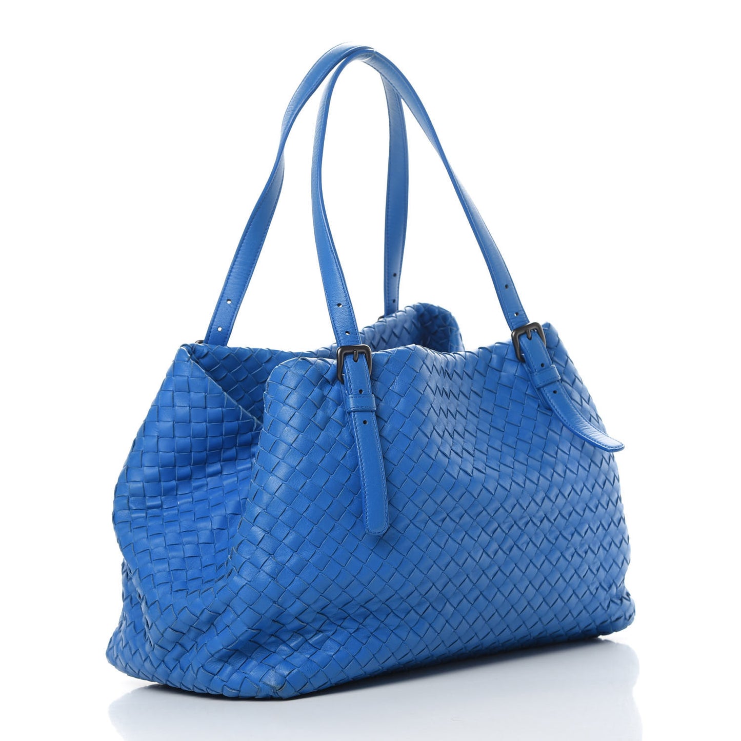 Intrecciato Medium A Shape Seamless Tote Bluette