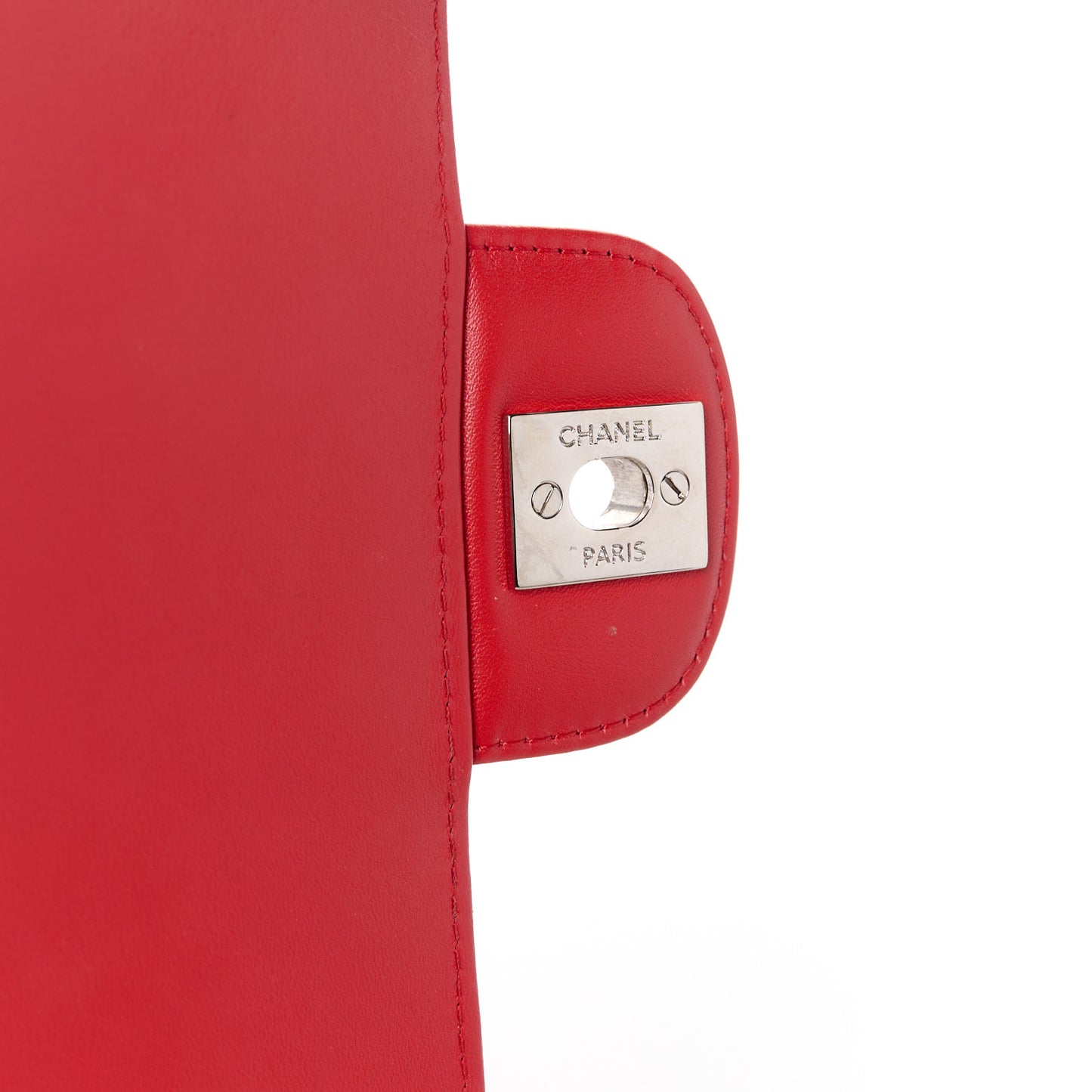 Patent Calfskin Quilted Bi-Color Mini Rectangular Flap Red Black