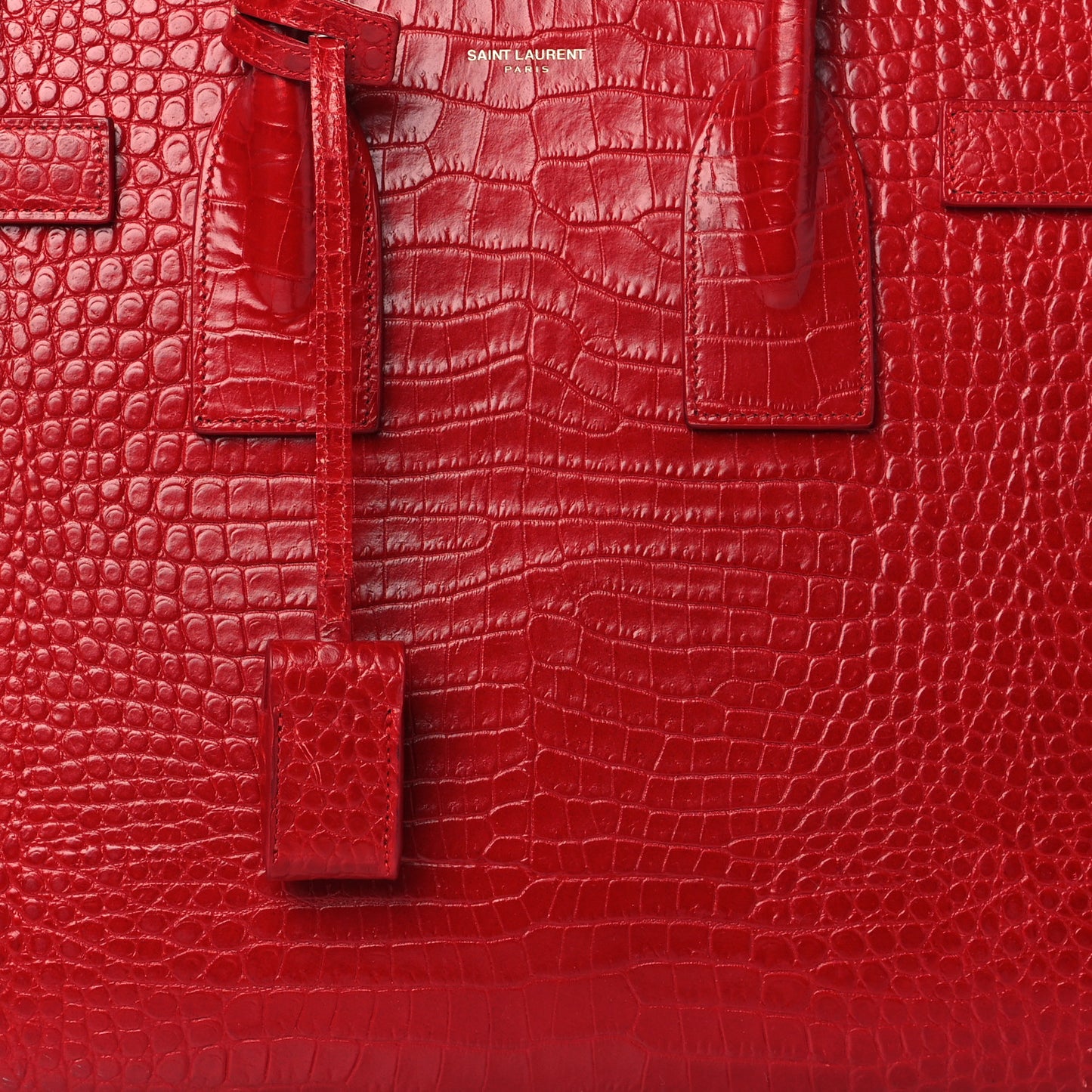 Calfskin Crocodile Embossed Small Sac De Jour Eros Red