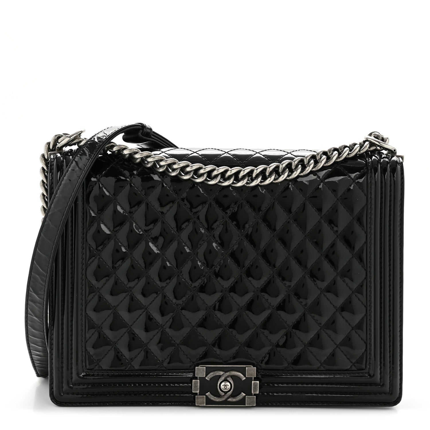 Chanel Patent Quilted Large Boy Flap Black 1 of 14