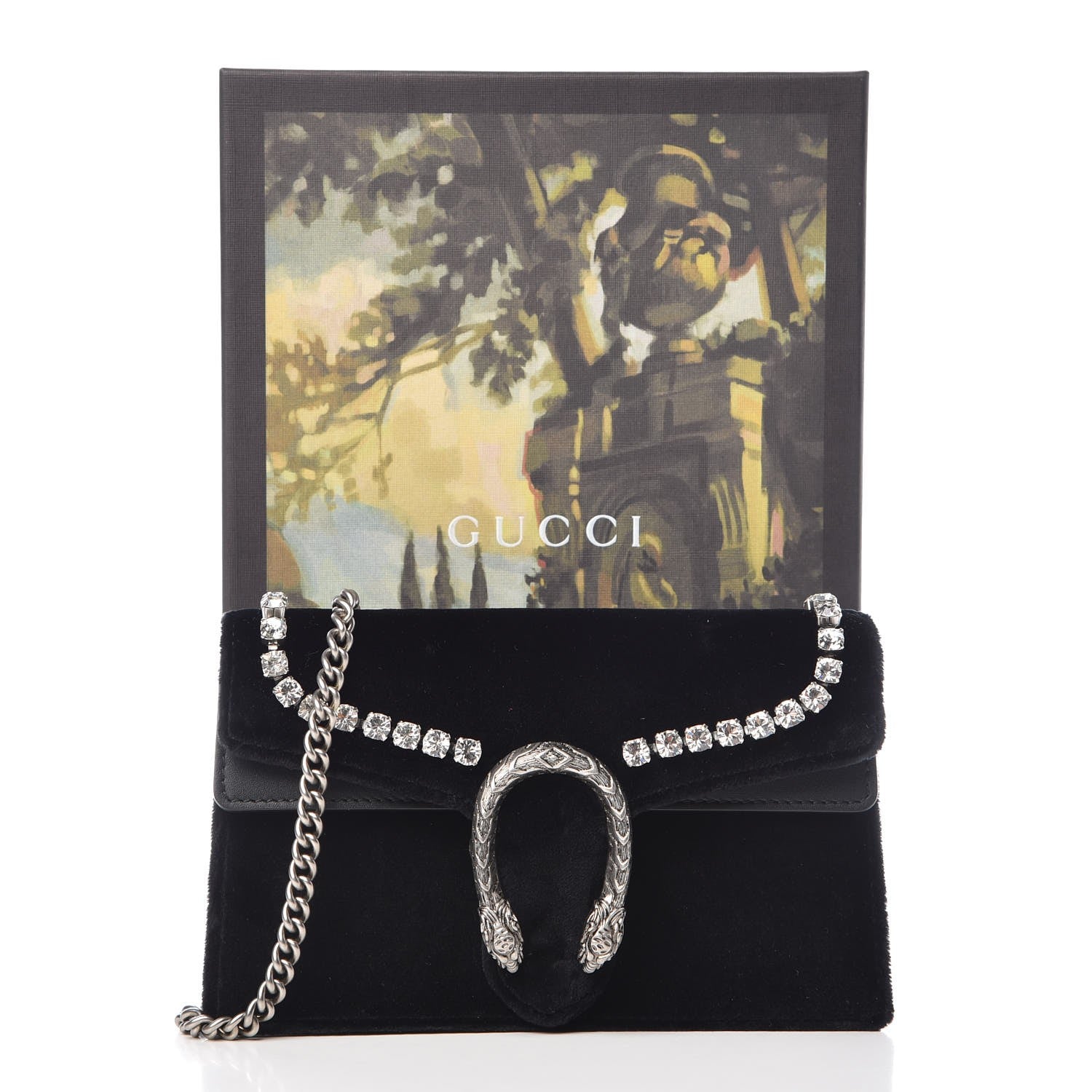 Gucci Velvet Crystal Super Mini Dionysus Shoulder Bag Black 7 of 7