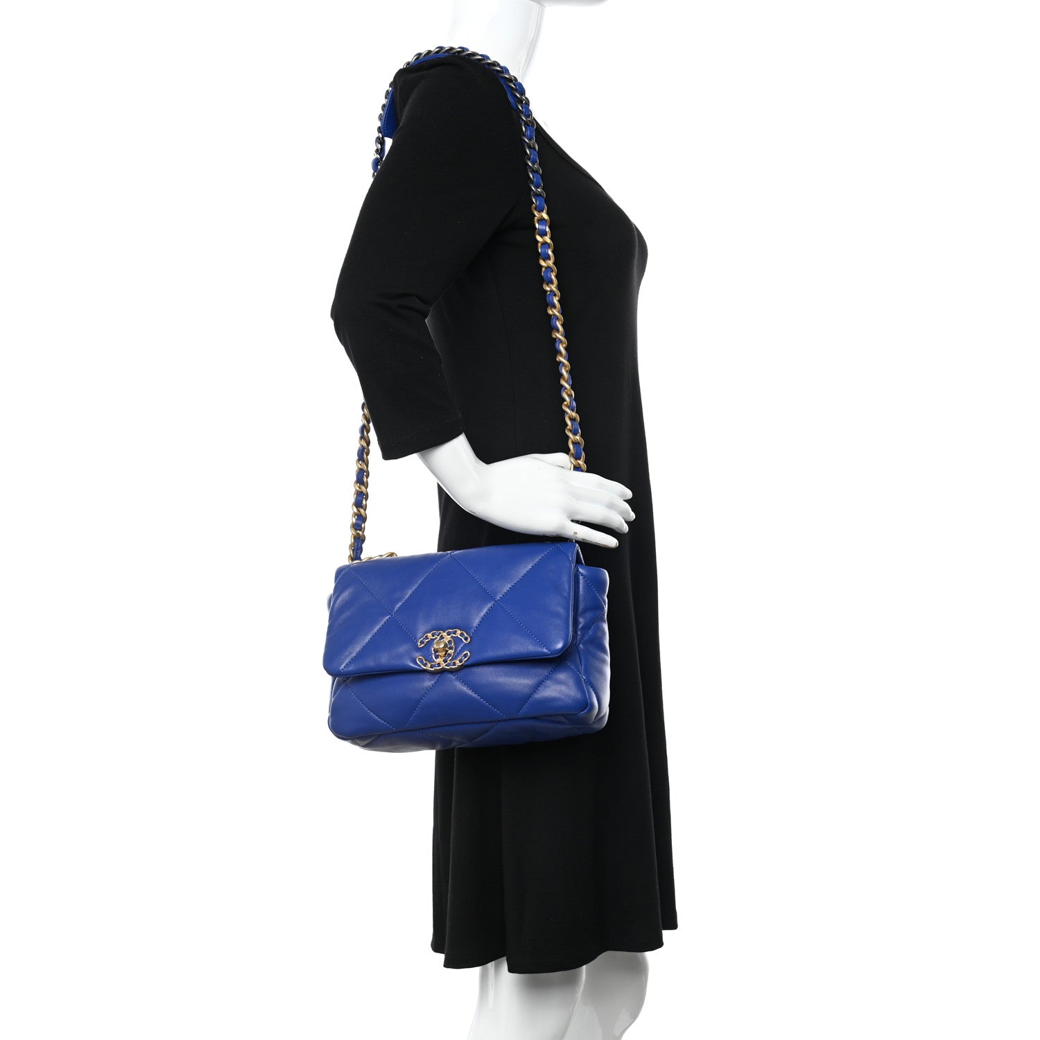 Chanel Lambskin Quilted Medium Chanel 19 Flap Blue 2 of 10