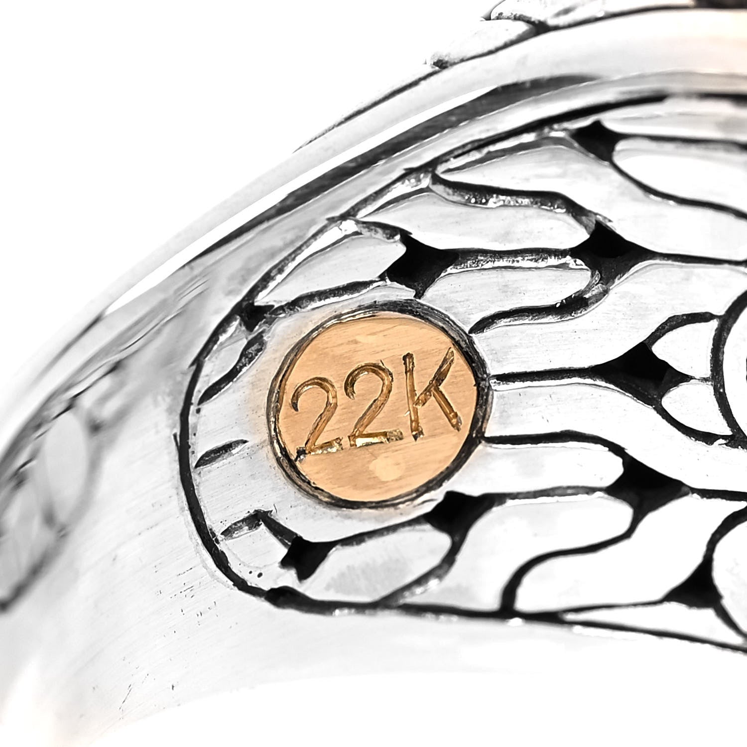John Hardy Sterling Silver 22K Yellow Gold Palu Hammered Dome Ring 58 8.25 5 of 7