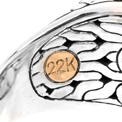 John Hardy Sterling Silver 22K Yellow Gold Palu Hammered Dome Ring 58 8.25 5 of 7