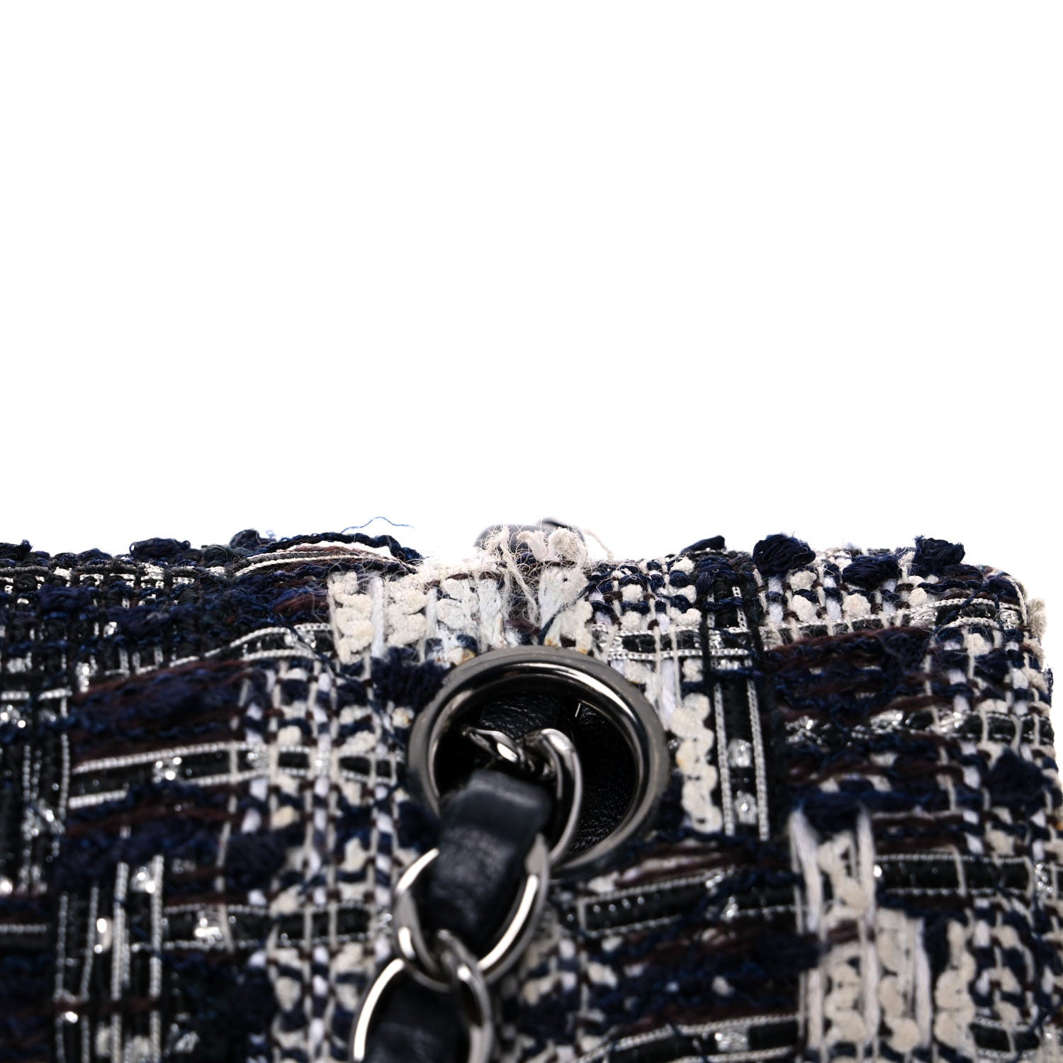 Chanel Tweed Quilted Flap Navy White 20 of 27