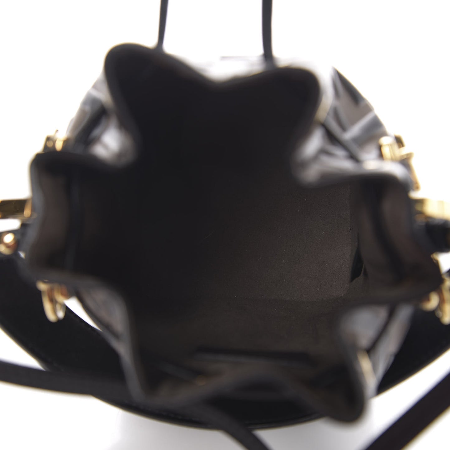 Vitello Liberty F is Fendi Bi-Color FF 1974 Embossed Mini Mon Tresor Bucket Bag Maya Black