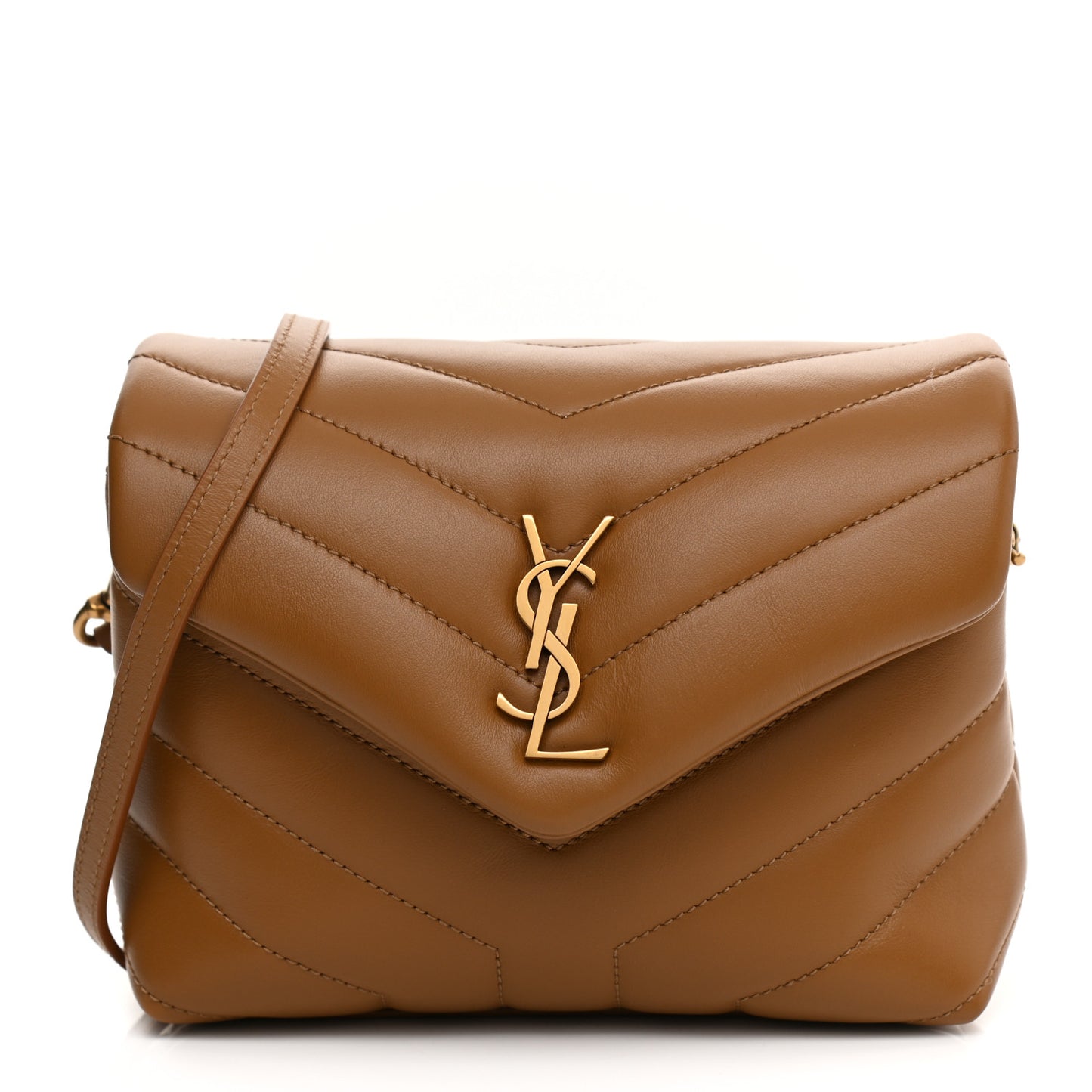 Calfskin Y Quilted Monogram Toy Loulou Crossbody Bag Dark Natural