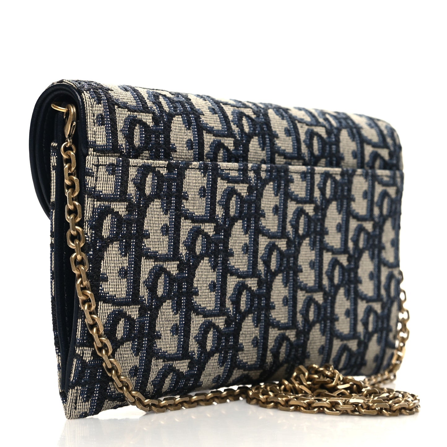 Oblique Saddle Chain Long Wallet Blue