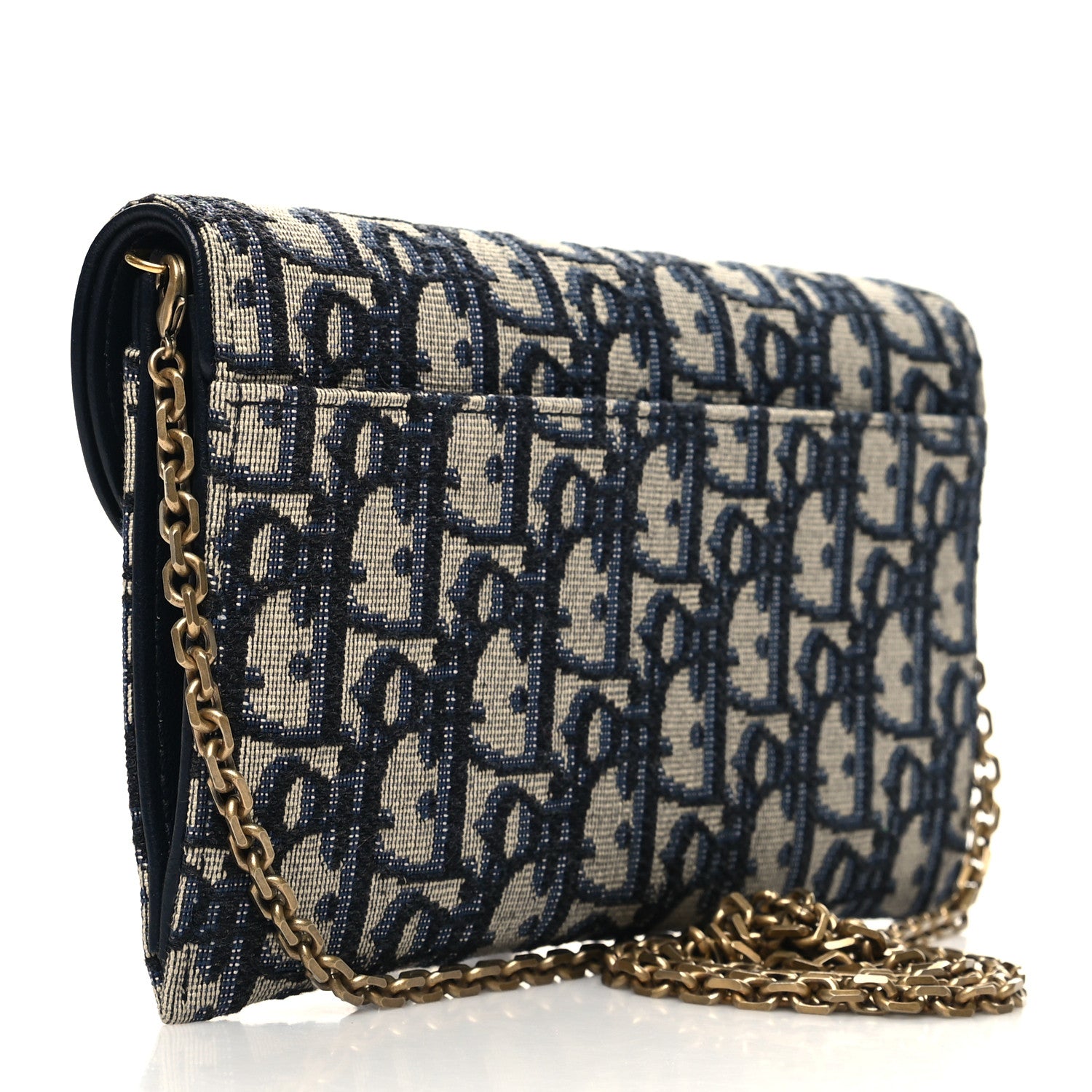 Christian Dior Oblique Saddle Chain Long Wallet Blue 3 of 10