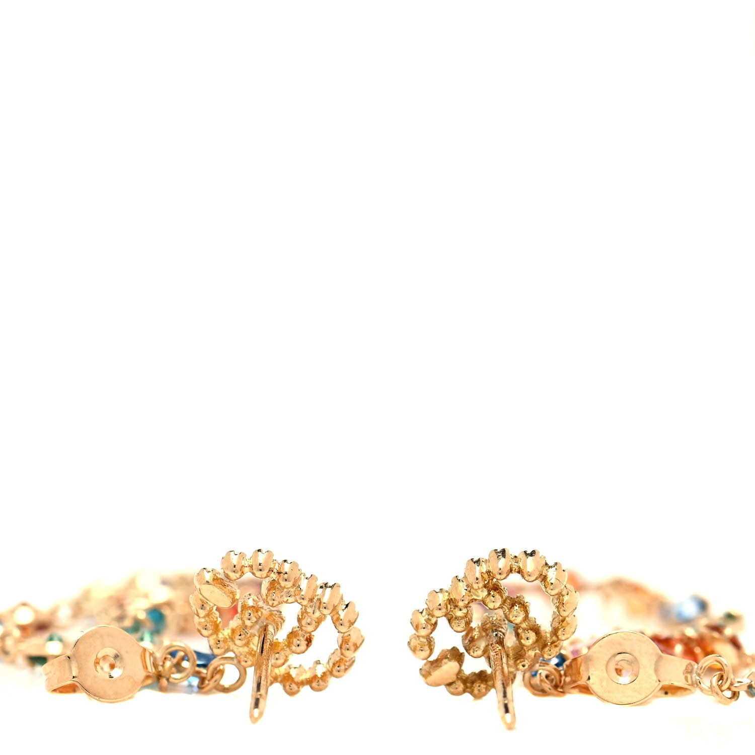 Gucci 18K Yellow Gold Tsavorite Topaz Sapphire Citrine Amethyst Running GG Long Earrings 5 of 5