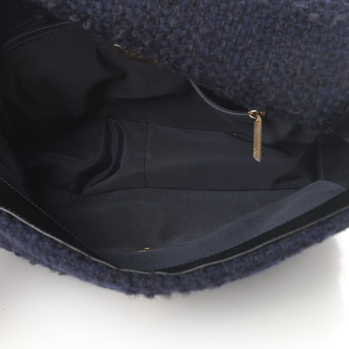 Tweed Quilted Large Chanel 19 Flap Navy Blue