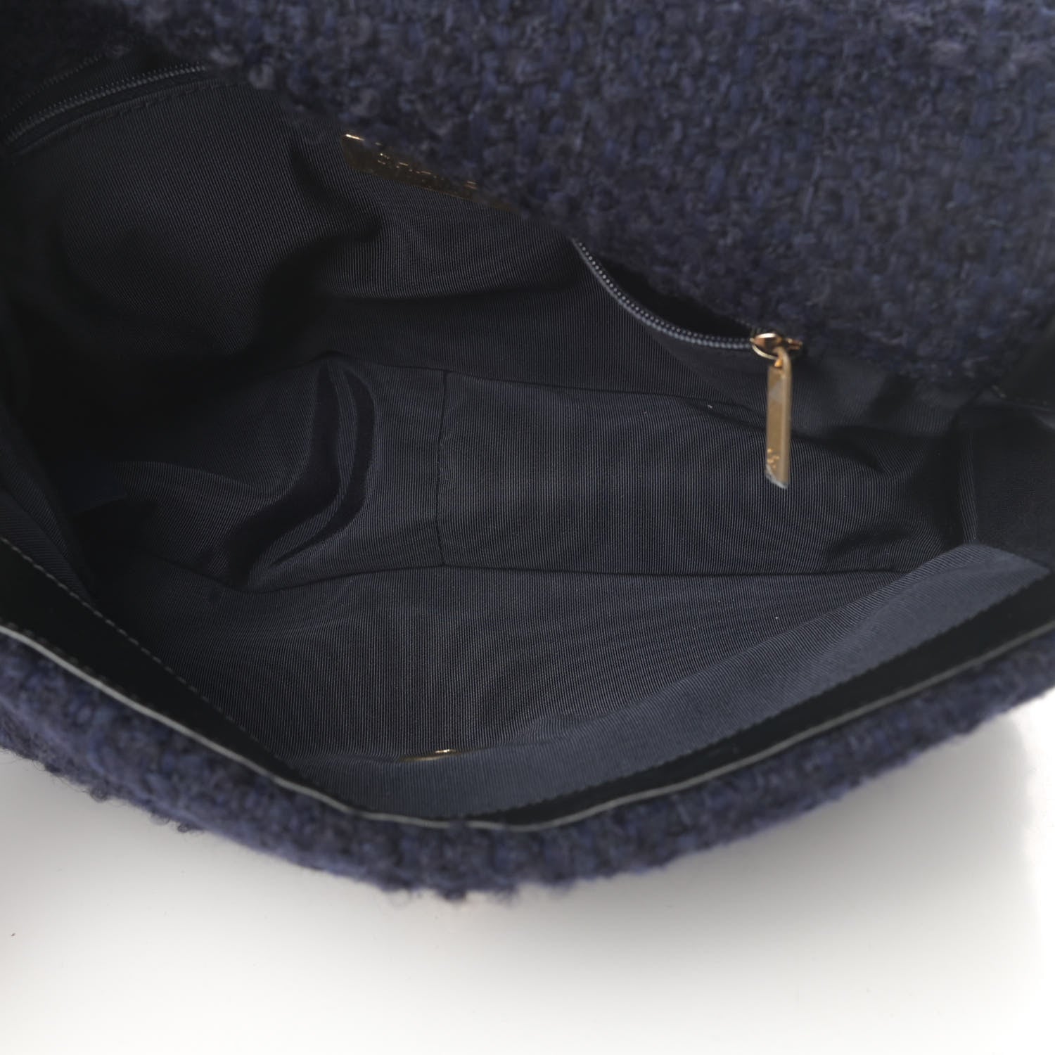 Chanel Tweed Quilted Large Chanel 19 Flap Navy Blue 5 of 12