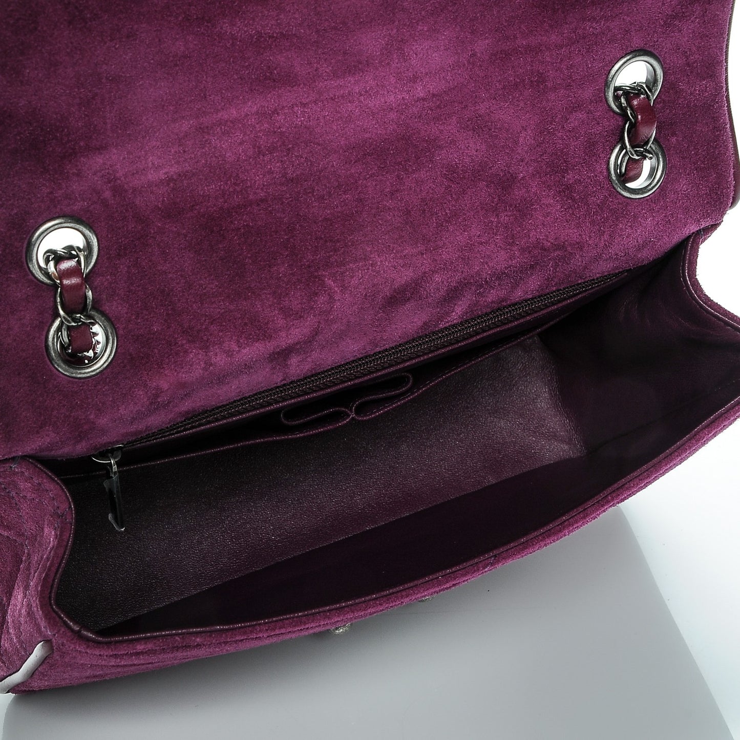 Suede Lambskin Scallop Quilted Medium Pagoda Flap Purple
