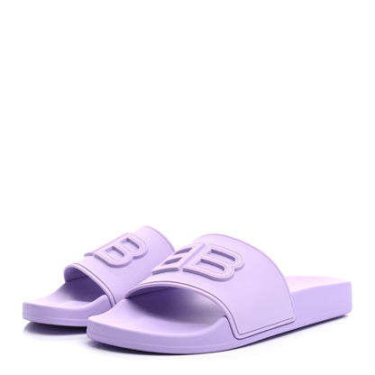 Balenciaga Rubber BB Womens Pool Slide Sandals 37 Lilac 3 of 9