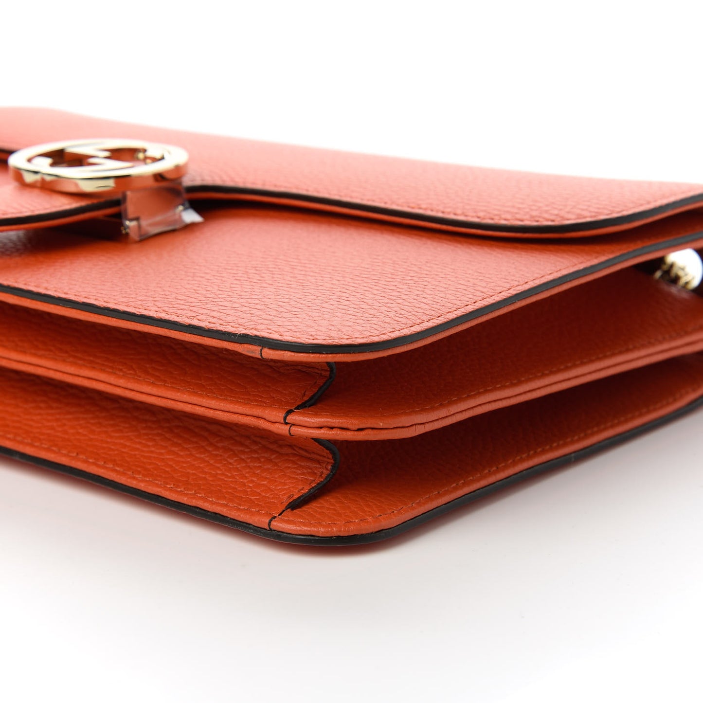 Dollar Calfskin Interlocking G Shoulder Bag Sun Orange