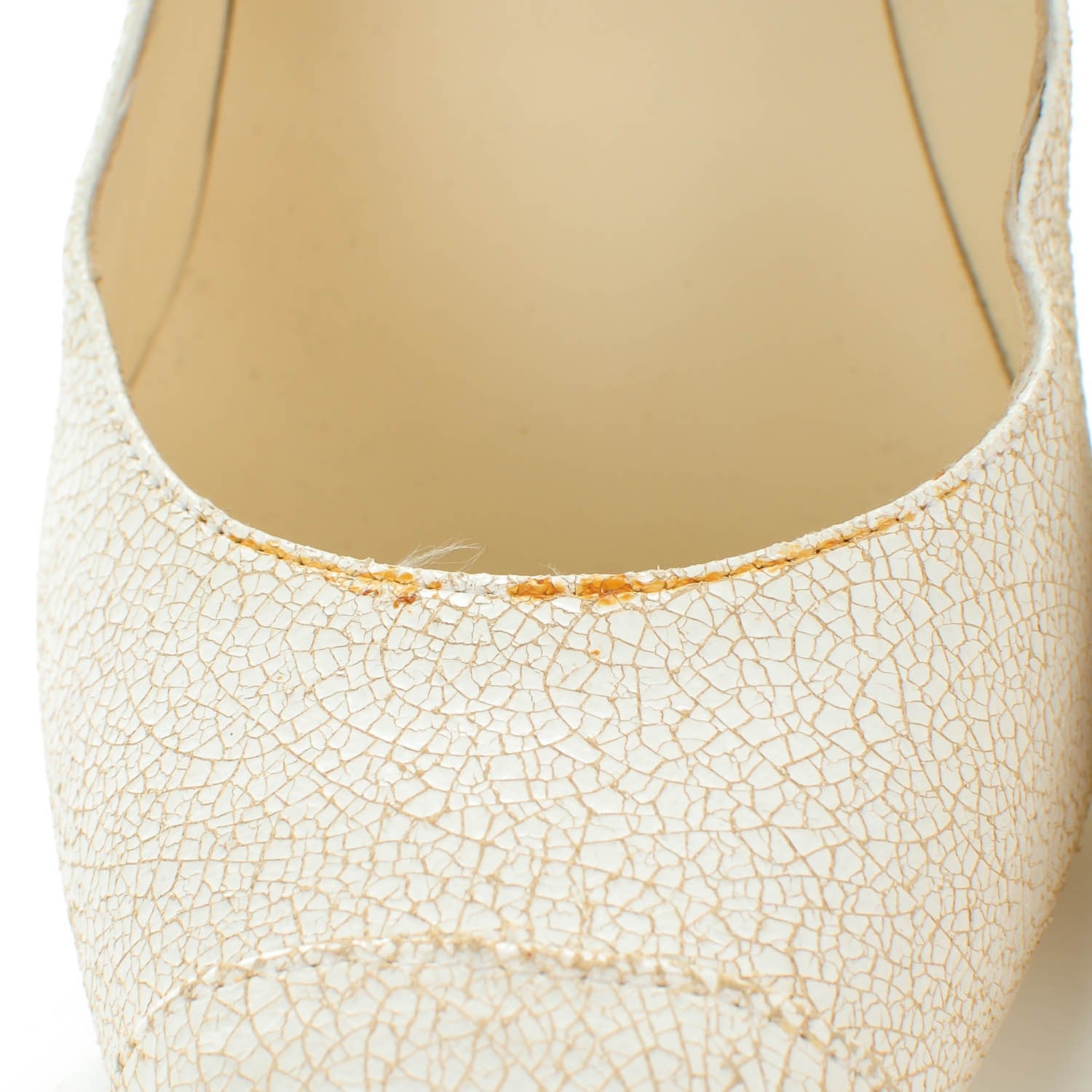 Chanel Crackled Calfskin Cap Toe Pumps 41 White 8 of 9