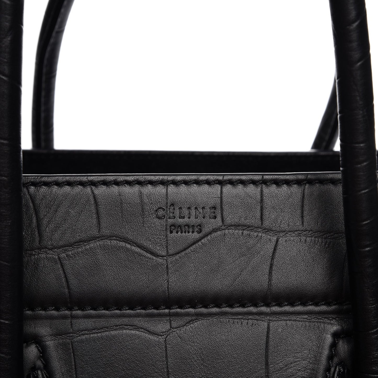 Crocodile Embossed Calfskin Medium Phantom Luggage Black