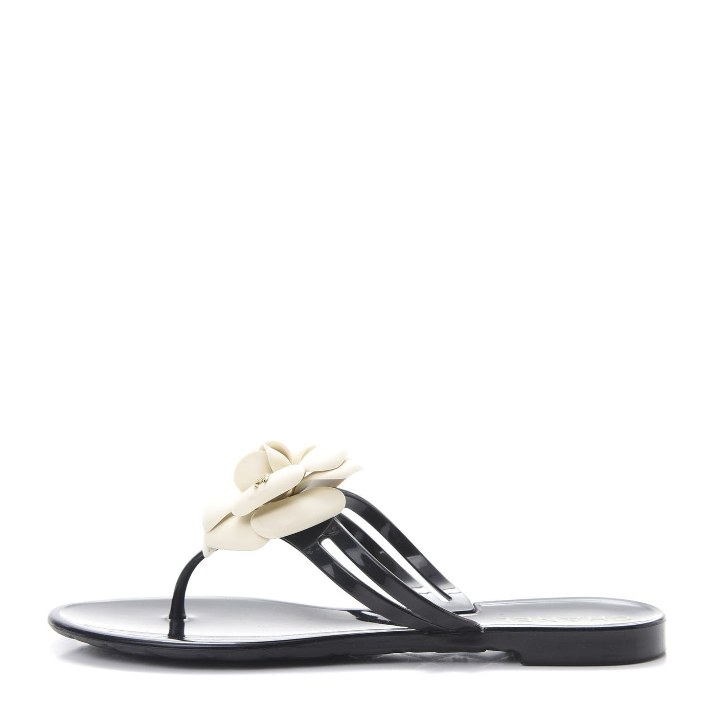 Jelly Camellia Thong Sandals 35 Black Ivory