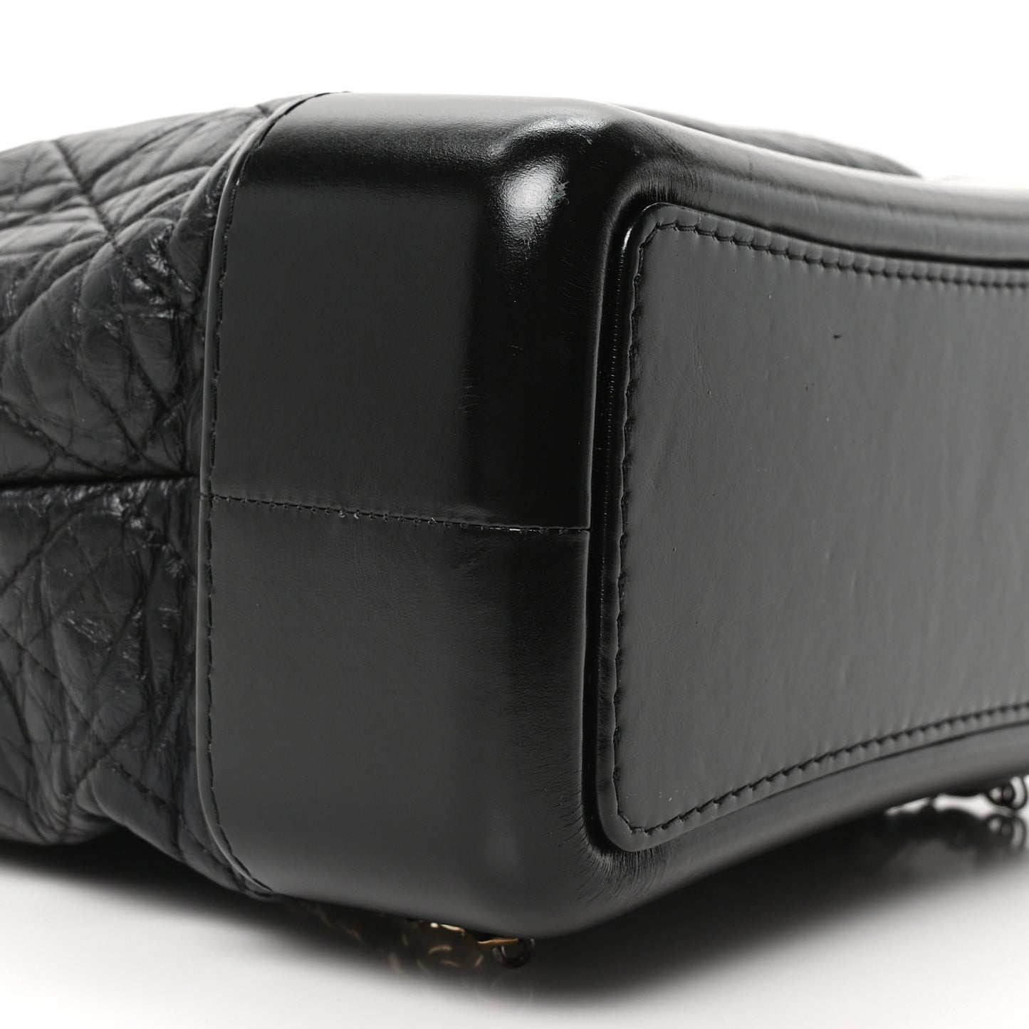Aged Calfskin Quilted Gabrielle Backpack Black Black