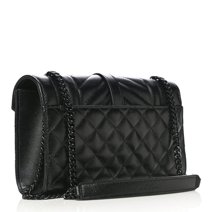 Saint Laurent Grain De Poudre Textured Mixed Matelasse Triquilt Small Monogram Satchel Black 2 of 11