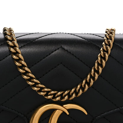 Gucci Calfskin Matelasse GG Marmont Chain Wallet Black 8 of 10