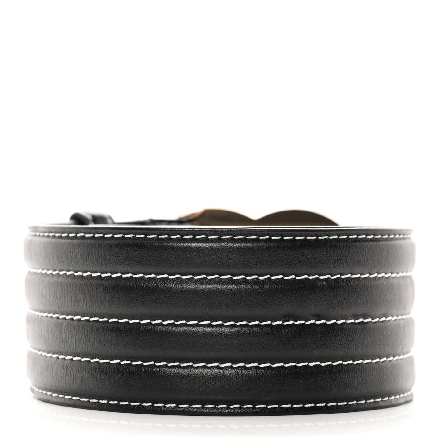 Calfskin Stitched CC Belt Black