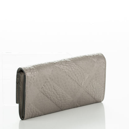Burberry Signature Grain Calfskin Check Embossed Porter Continental Wallet Pale Grey 3 of 8