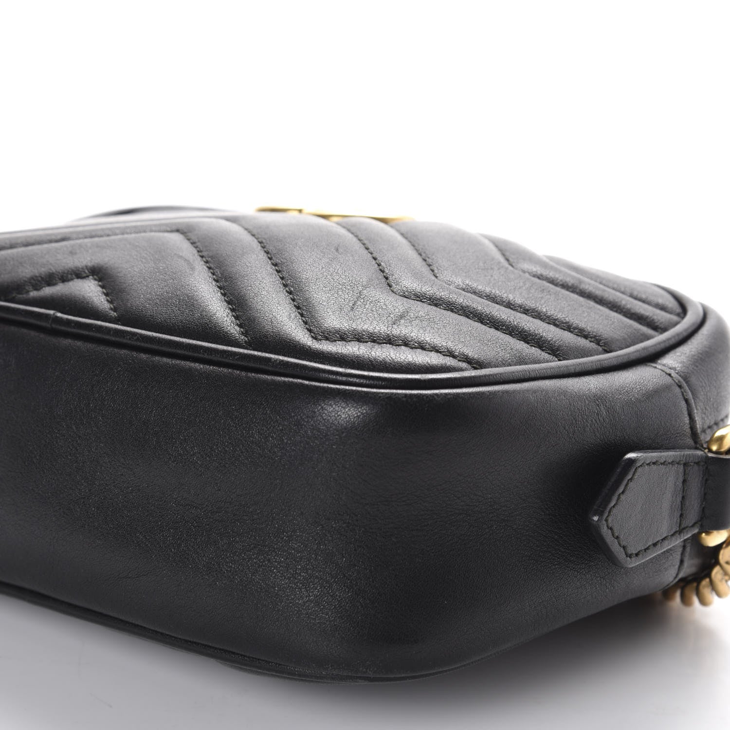 Gucci Calfskin Matelasse Mini GG Marmont Chain Shoulder Bag Black 7 of 10
