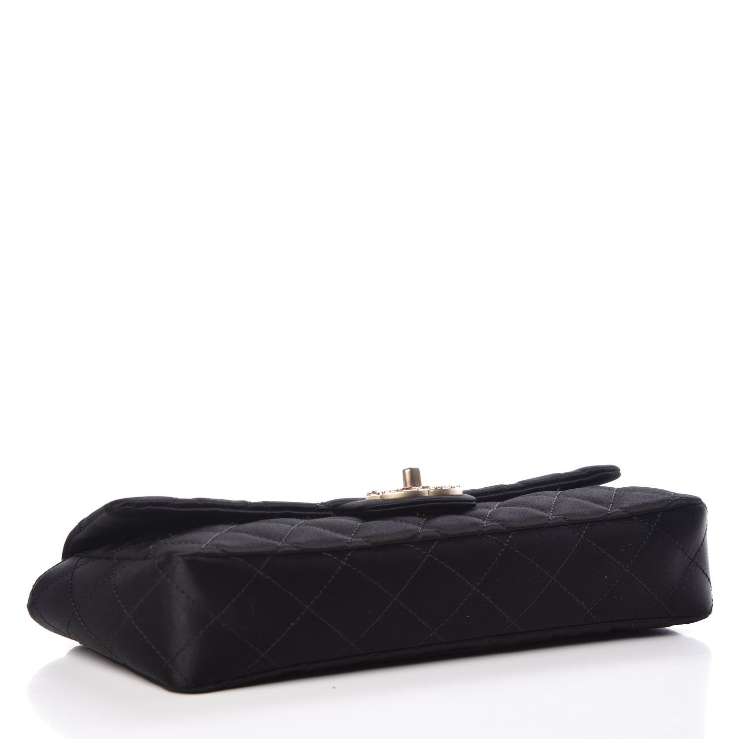 Chanel Satin Quilted Jeweled East West Flap Black 5 of 15