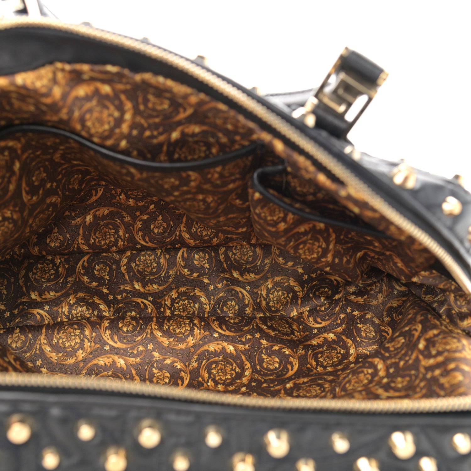 Versace Nappa Barocco Quilted Studded Vanitas Demetra Black 6 of 15