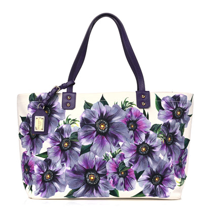 Dolce & Gabbana Canvas Anemone Print Medium Beatrice Tote Purple 1 of 5