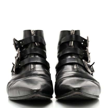 Saint Laurent Calfskin Mens Stan Buckle Ankle Boots 46 Black 2 of 13